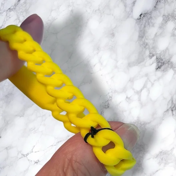 New Marc by Marc Jacobs Bracelet Safety Yellow Stretch Braided Silicone - Picture 3 of 5